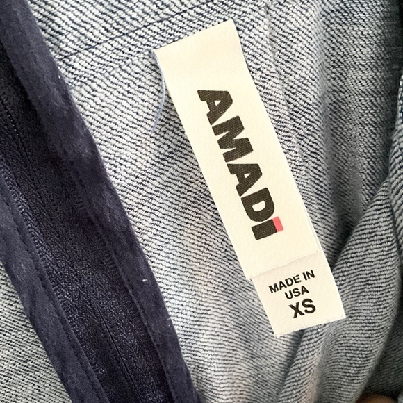 Anthropologie Amadi Mini dress Denim Blue Cream Rope-Strap Pockets Sz XS - Picture 4 of 12